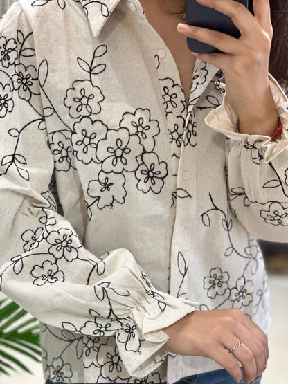 Linen Khadi Shirt- Ivory