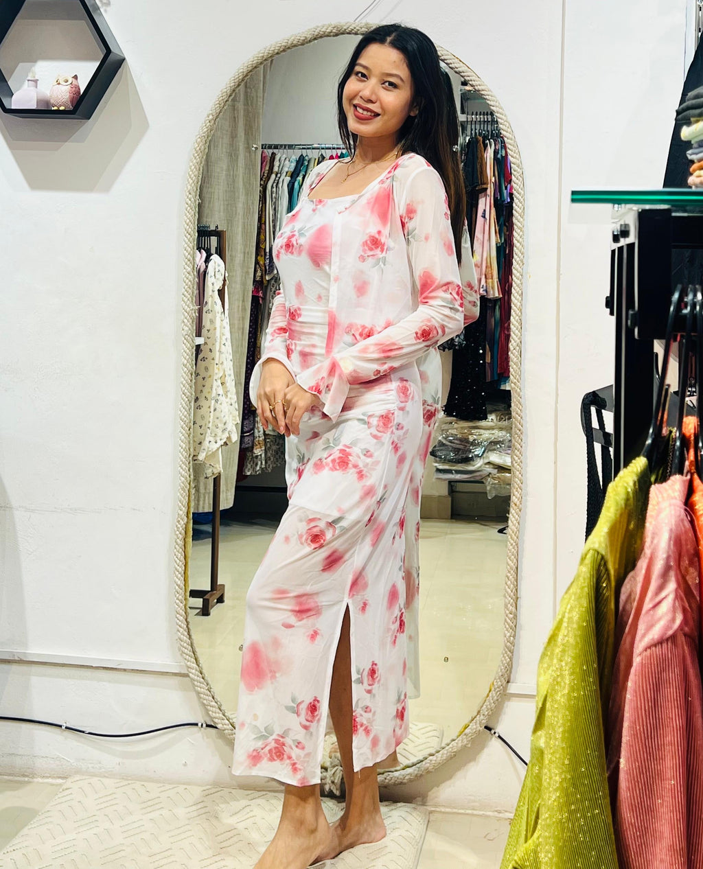 Rose Garden Ruched Midi & Shrug Duo
