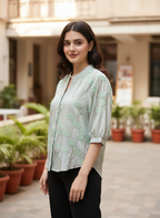 Sage Meadow Chanderi Embroidery Blouse