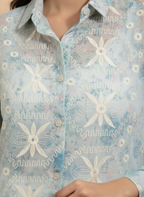 Pastel Sheer Button-Down