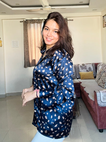 Midnight Dot Satin Shirt