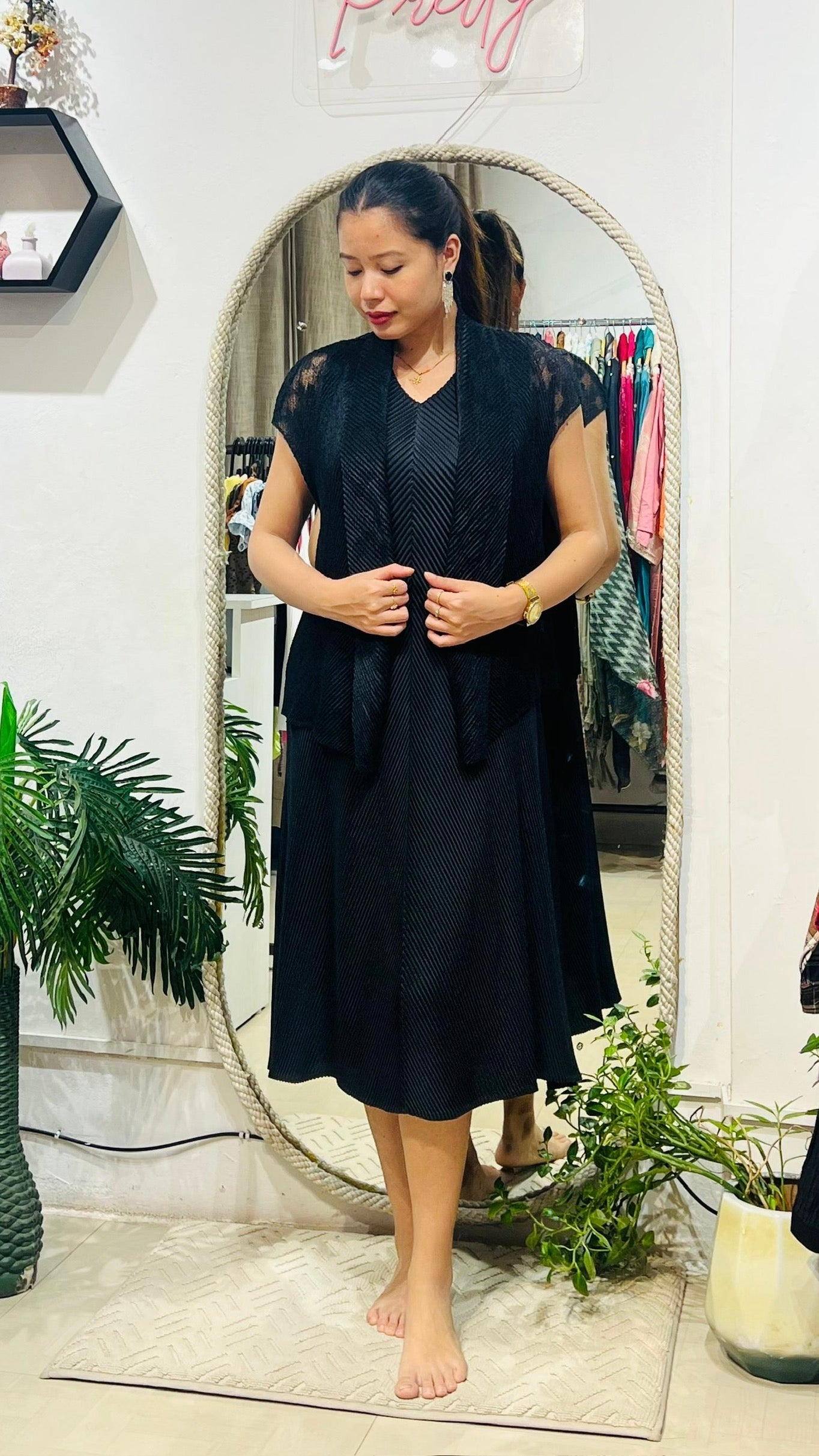 Silver Mist Pleated Dress