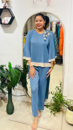 Azure Petal Pleated Co-ord Set