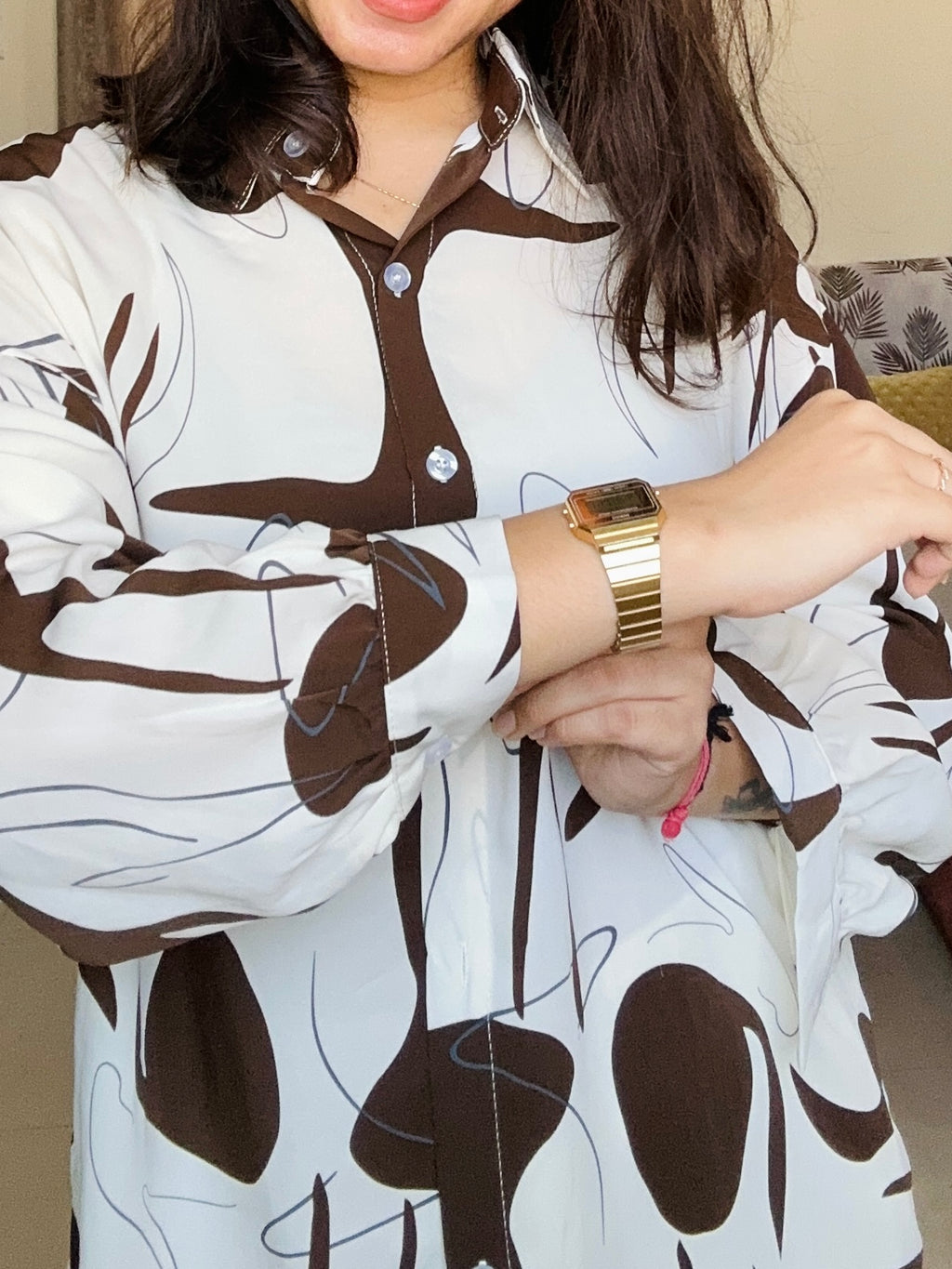 Mocha Abstract Oversized Shirt