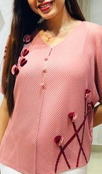 Floral Textured Pleated Blouse