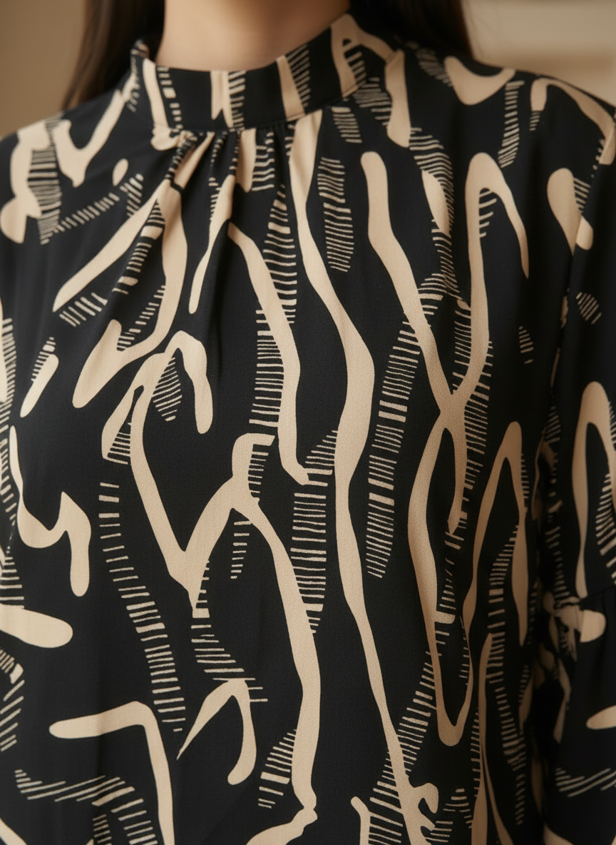 The Abstract Muse High-Neck Blouse