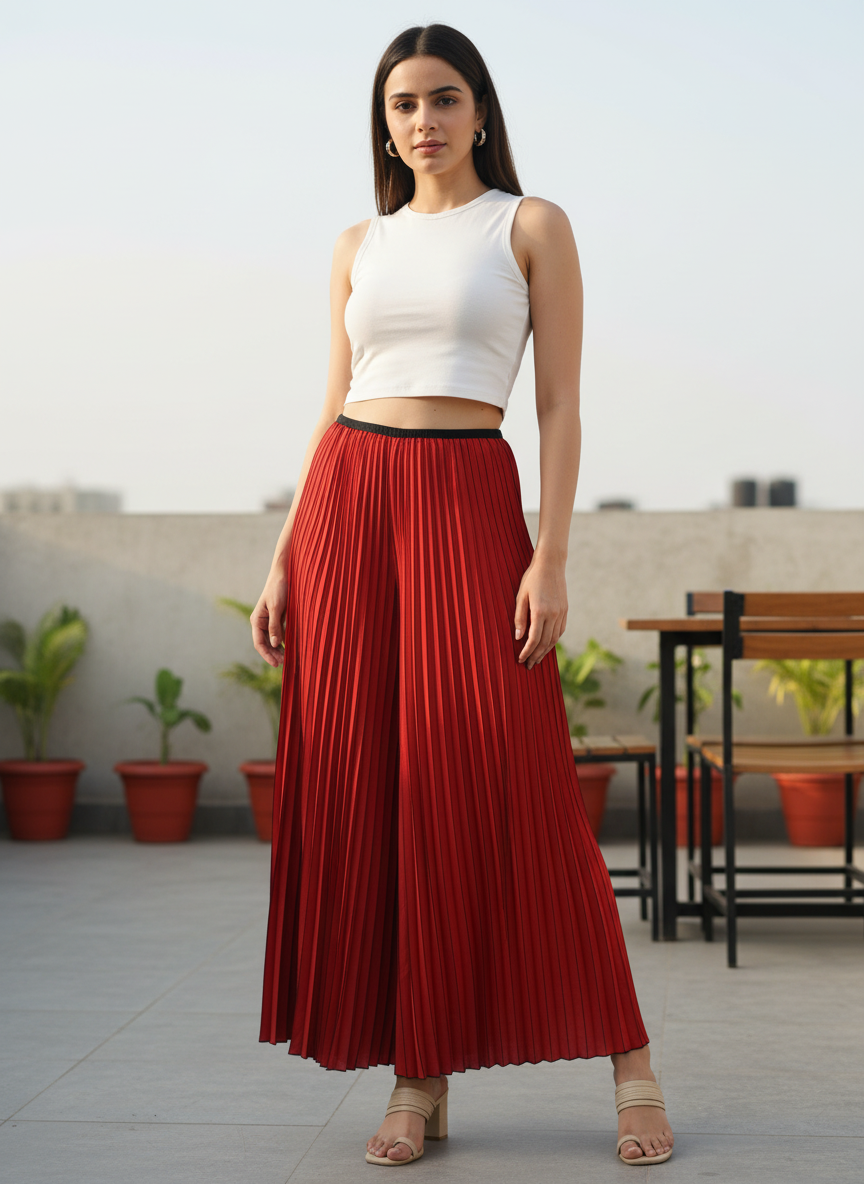 The Signature High-Rise Pleated Palazzo Trousers