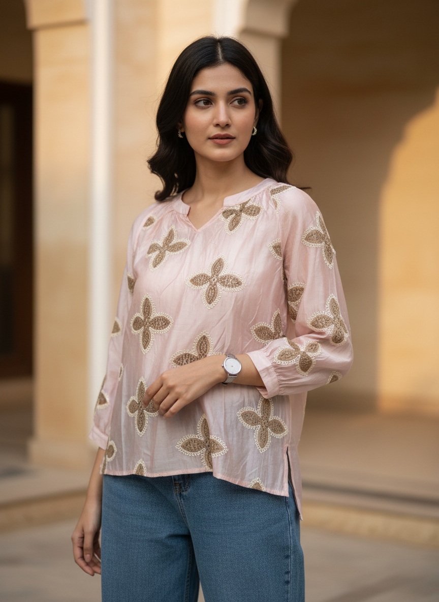 Chanderi  Embroidered Tunic