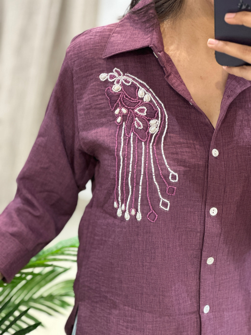 Wine Linen Shirt