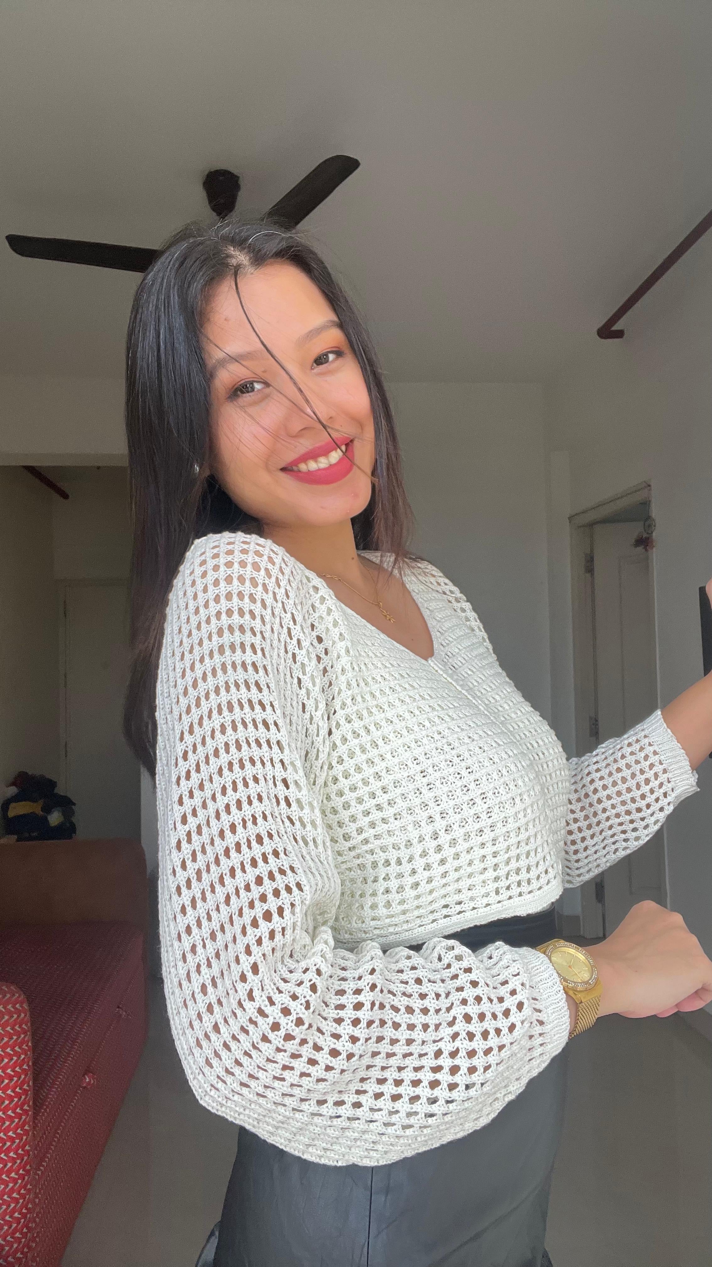 AURA Crochet Buttoned Cardigan