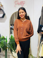 Luxe 3D Textured Long Sleeve Top