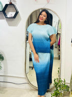 The Azure Tide Ombre Pleated Set