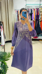 Amethyst Prism Pleated Midi Dress