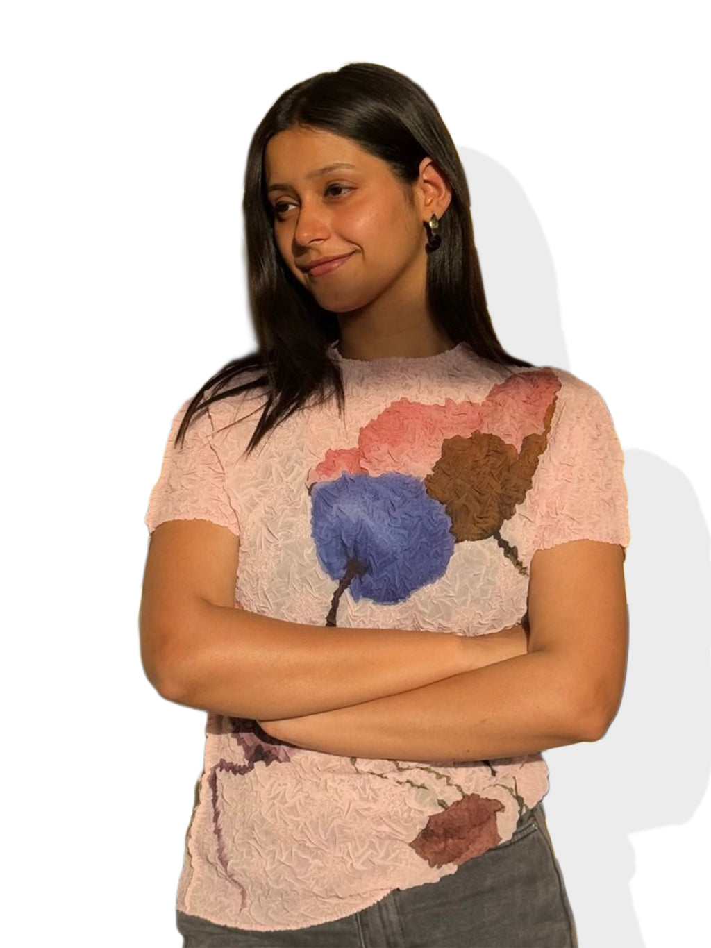 Cherry Printed Top- Peach