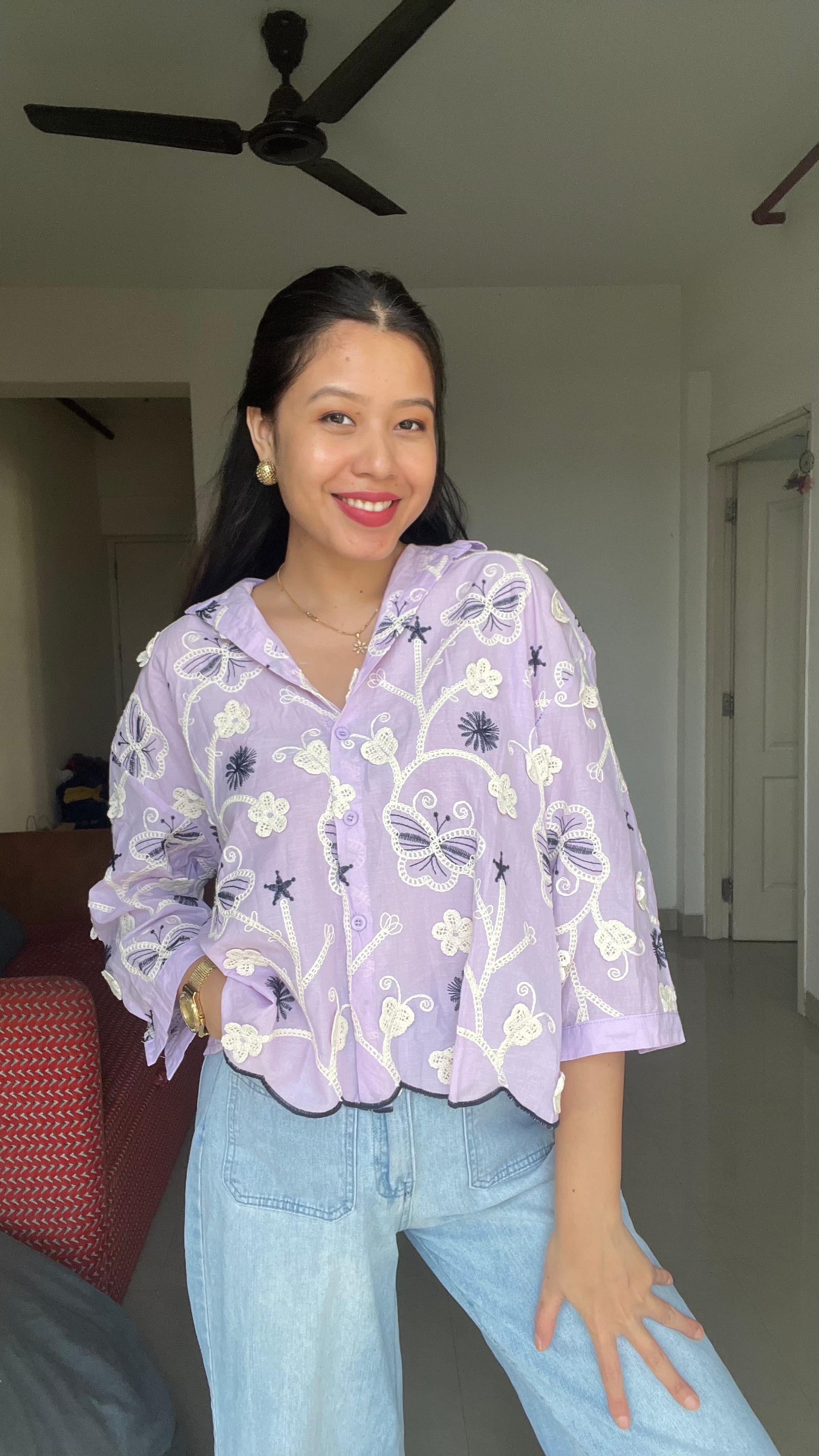 Aura Scallop-Hem Shirt