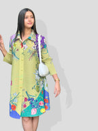 Ria Floral Dress/ Long Top- Green