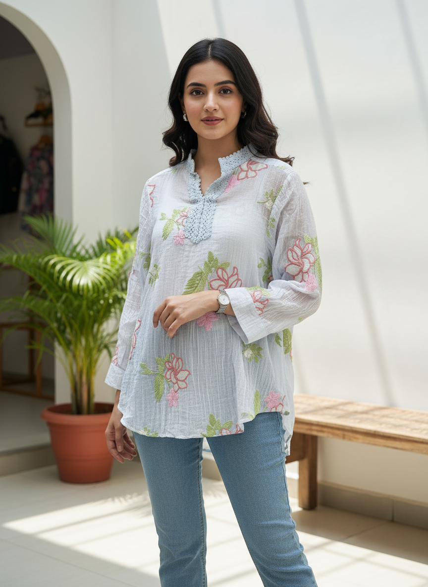 Floral Embroidered Tunic