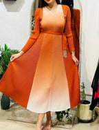 Ember Glow Ombré Pleated Midi