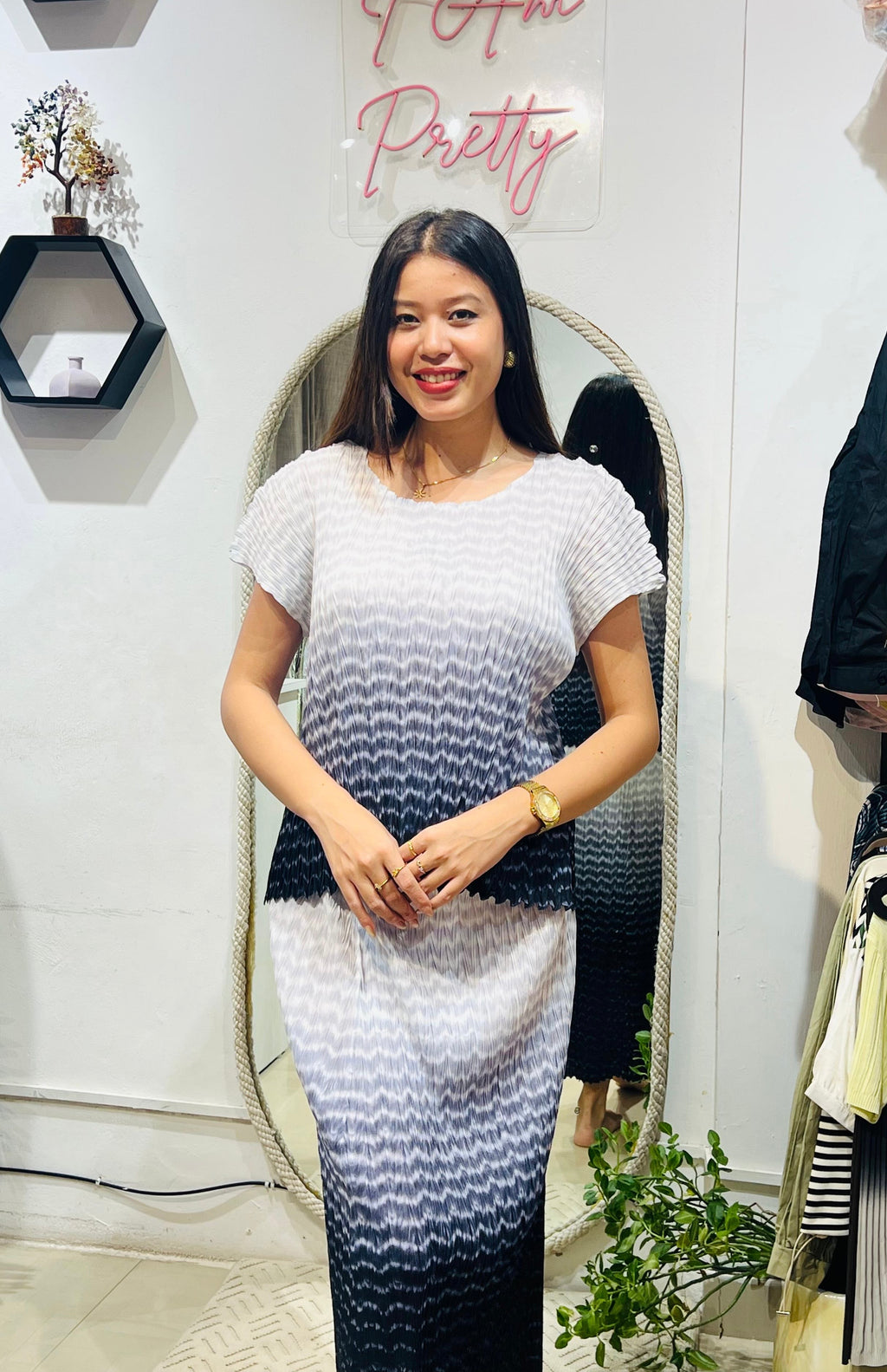 The Midnight Mist Ombre Pleated Set