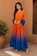 Sunset Ombré Pleated Dress