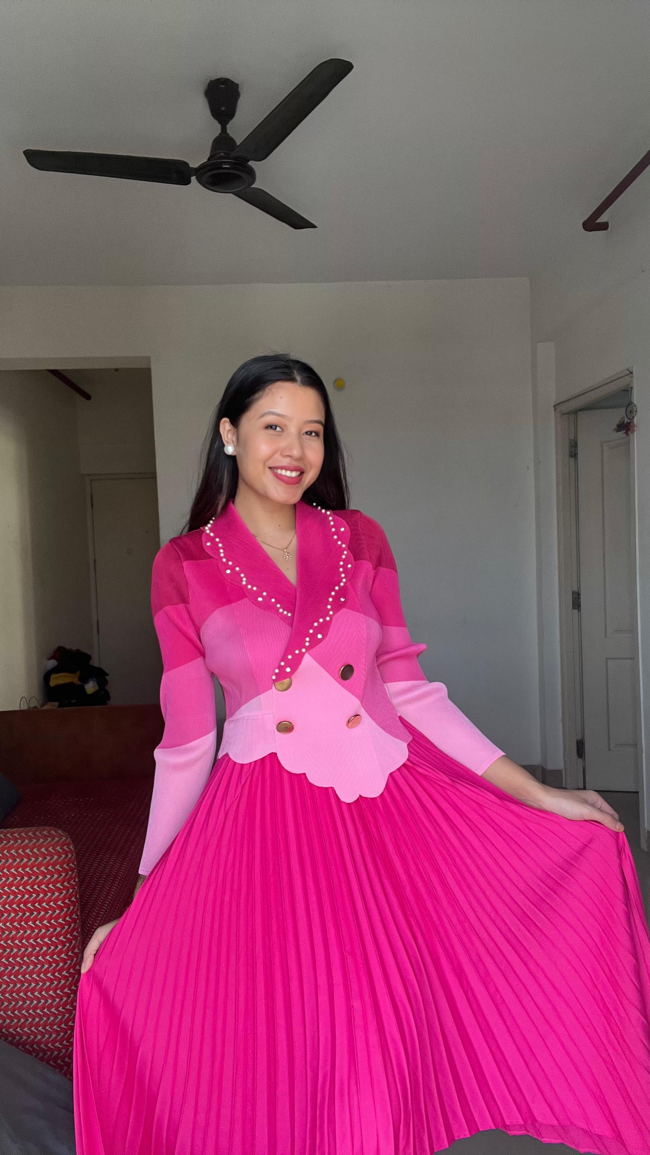 ELYSIA Pearl Pleated Dress