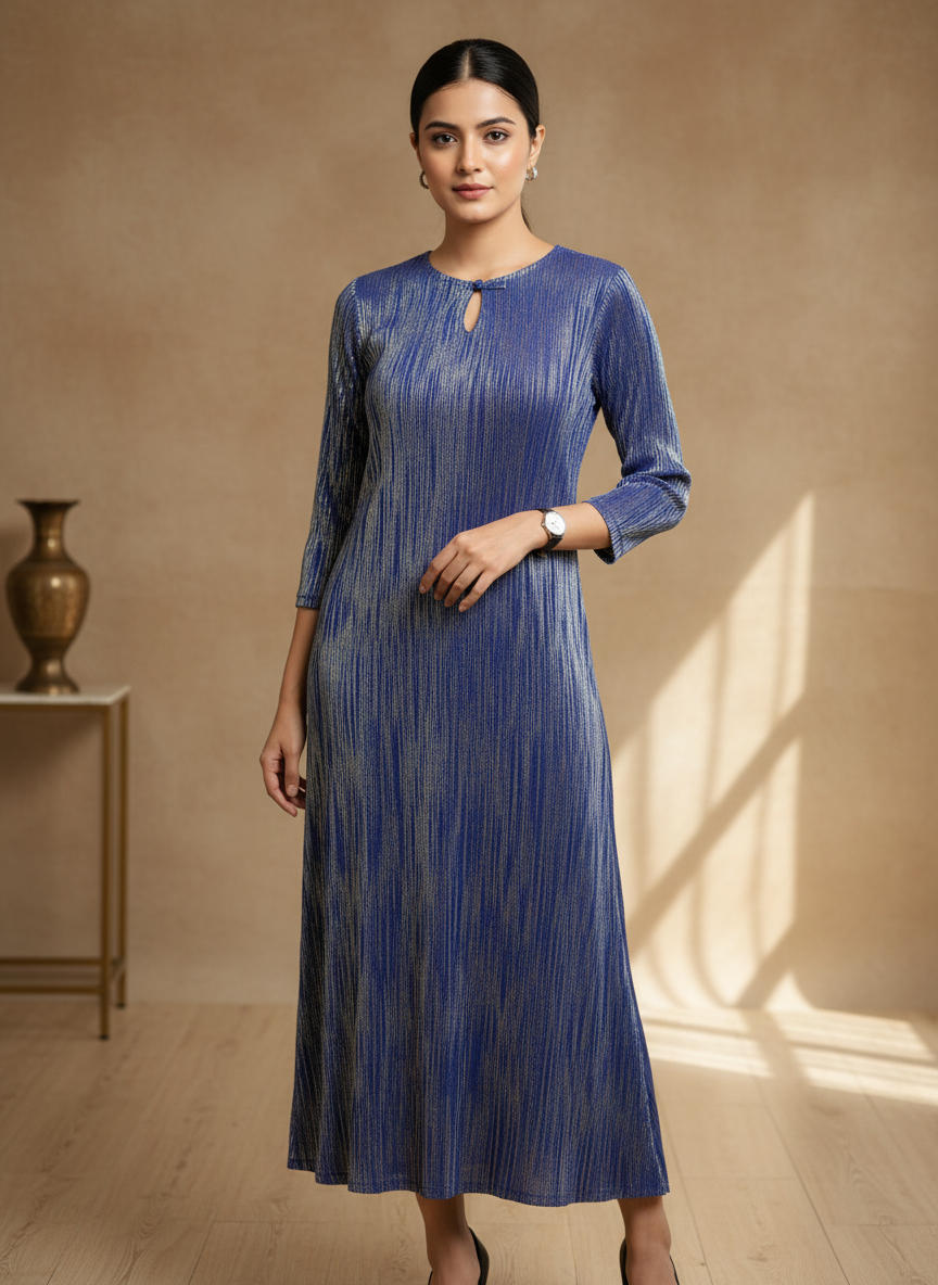 Tia Metallic Dress- Violet