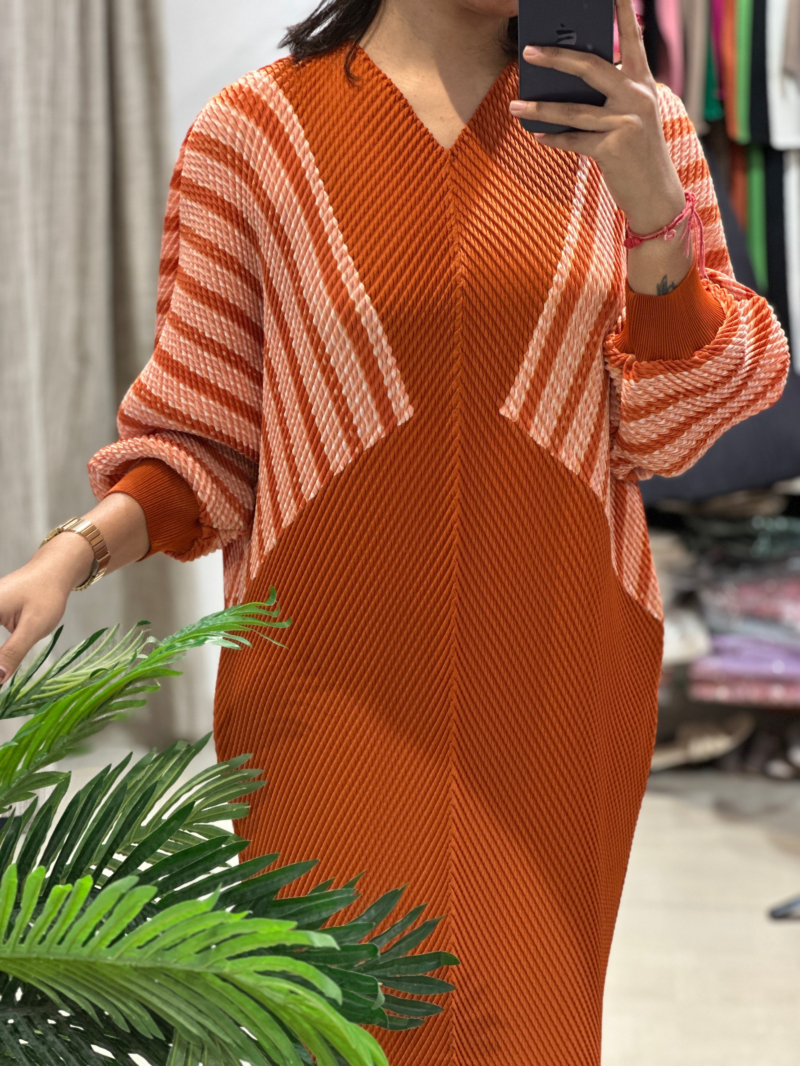 Lucia Kaftan Dress- Rust