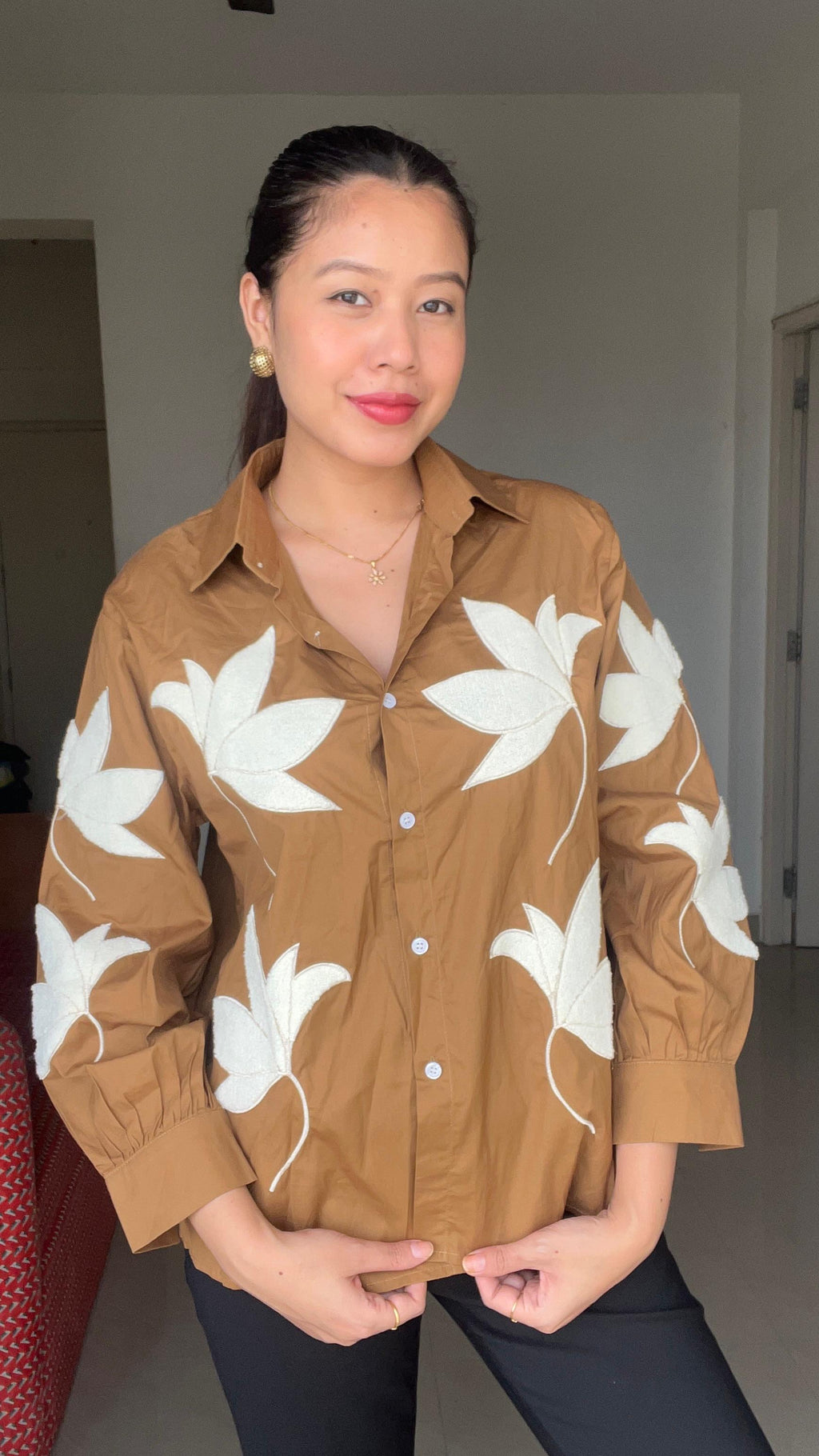 Ochre Earth Appliqué Shirt