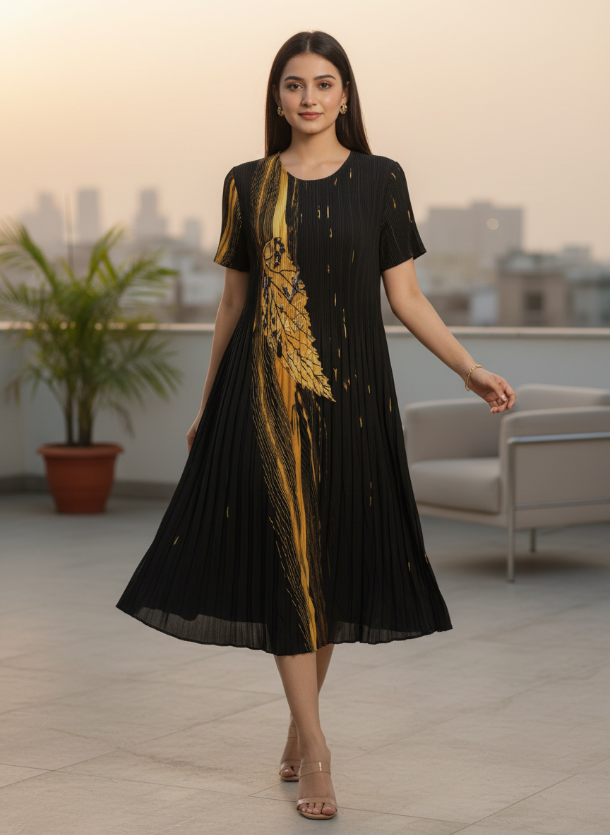 Sia Pleated Midi Dress