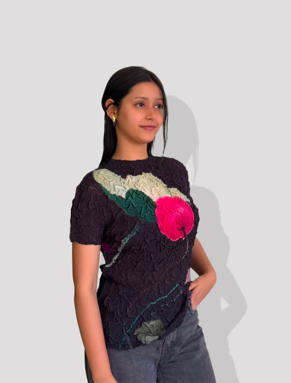 Cherry Printed Top- Black