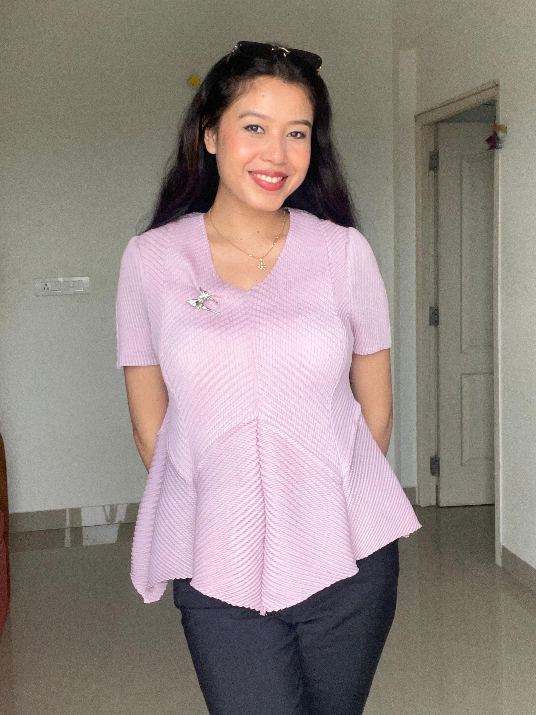 Lilac Textured Peplum Top
