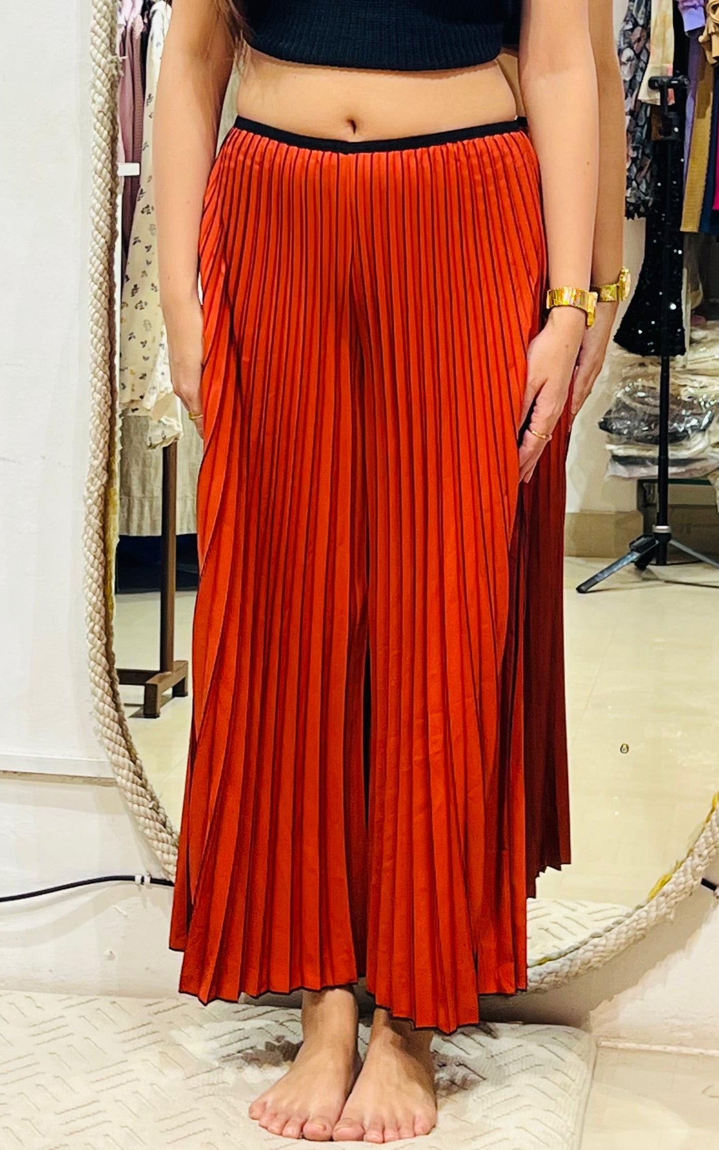 The Signature High-Rise Pleated Palazzo Trousers