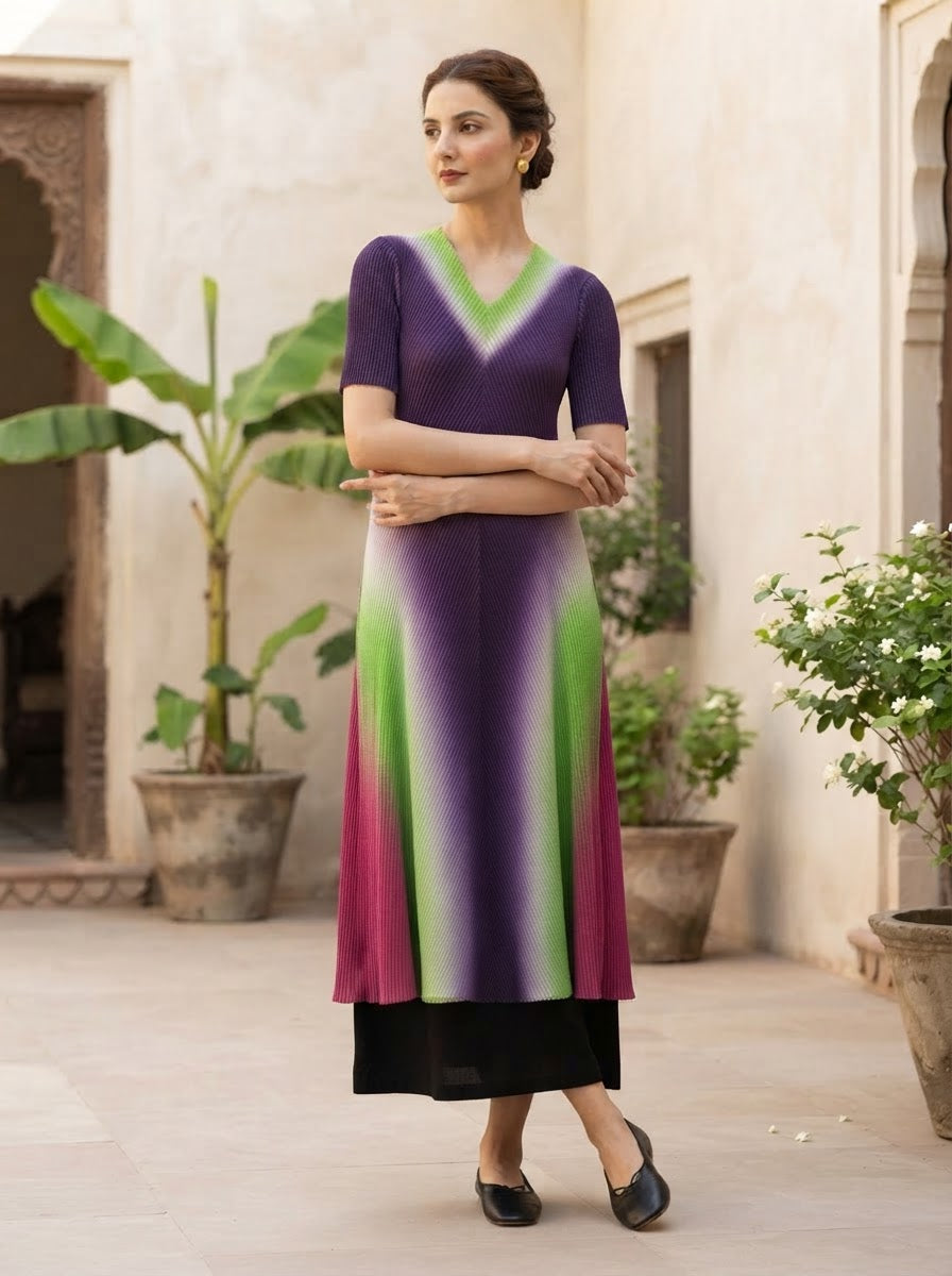 Abstract Pleated Dress