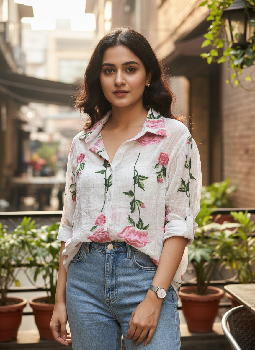 Floral Embroidered Shirt