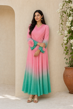 Summer Ombré Pleated Dress
