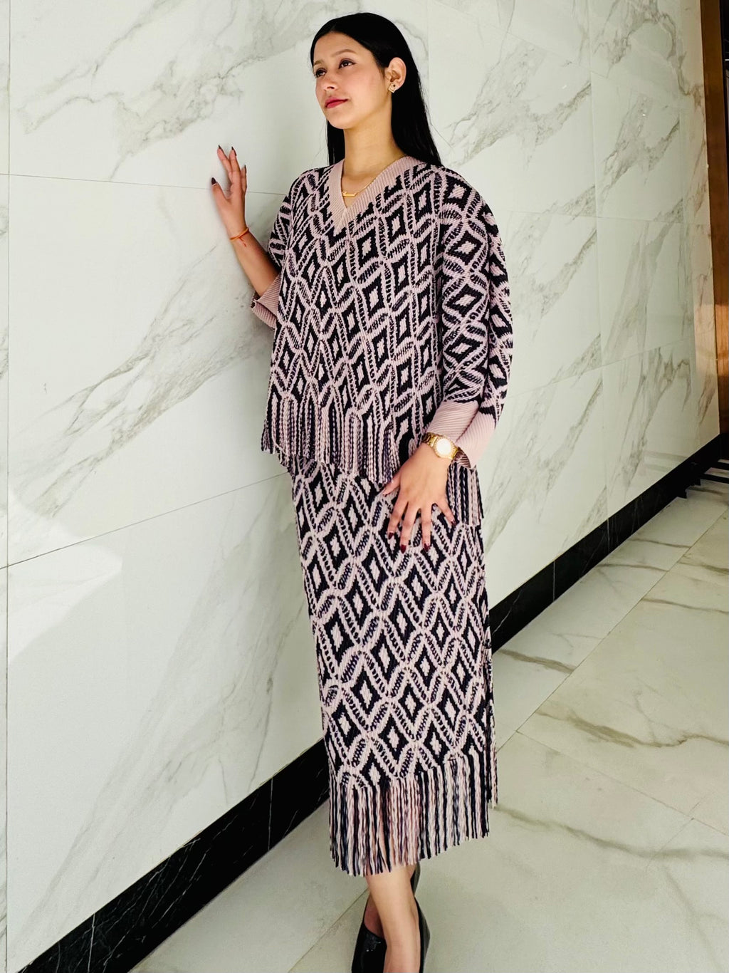 Laura Skirt Set- Navy Blue