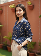 Midnight Dot Satin Shirt