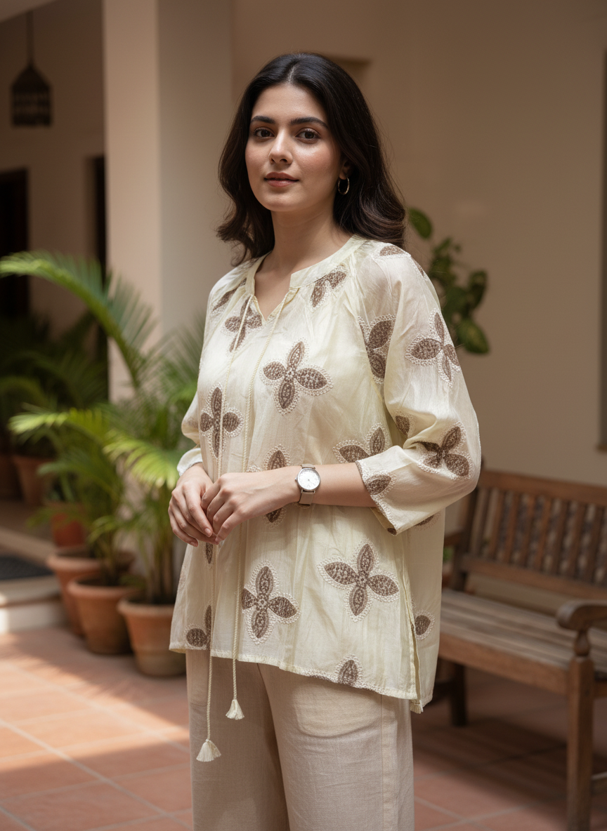 Chanderi  Embroidered Tunic