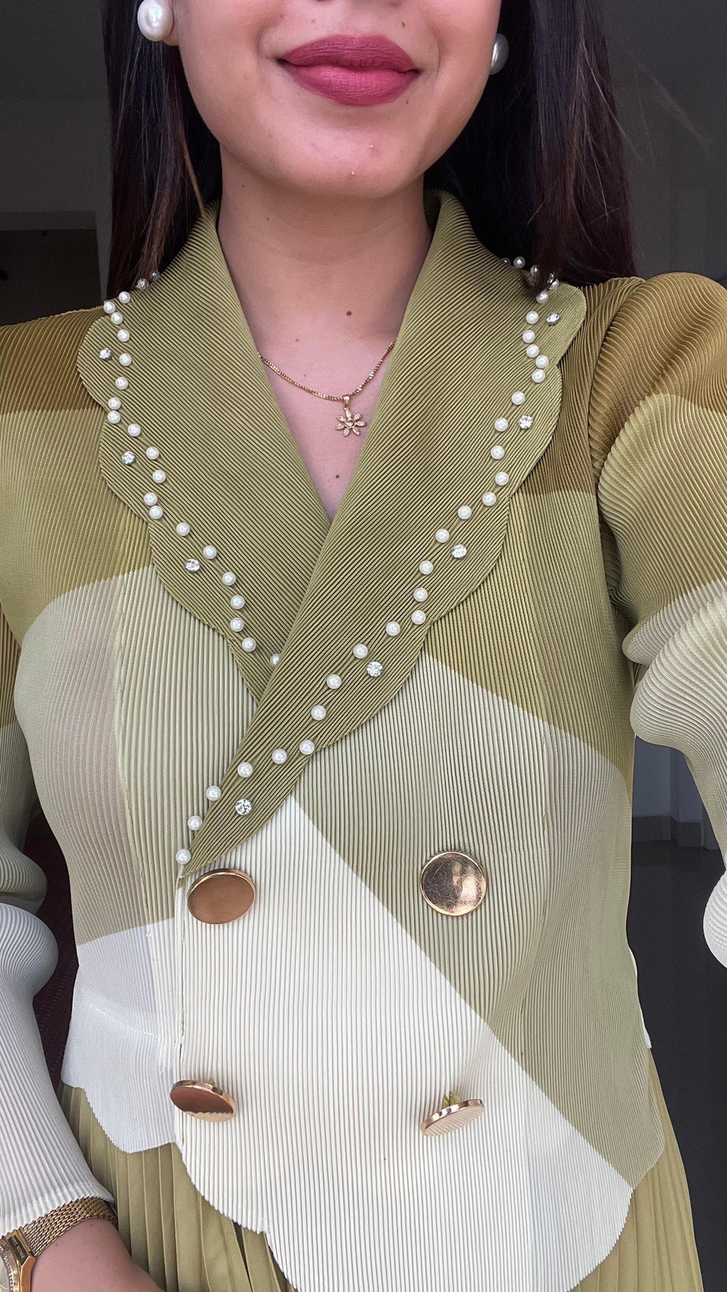 ELYSIA Pearl Pleated Dress