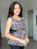 Mocha Paisley Peplum Top