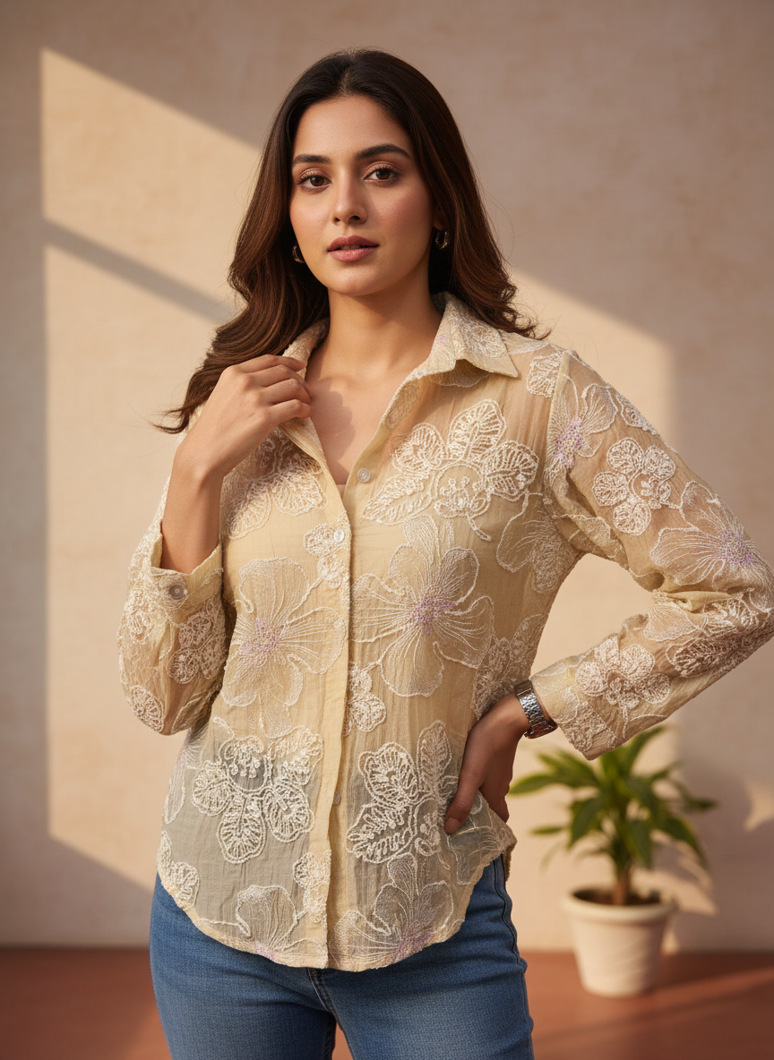 Floral Embroidered shirt