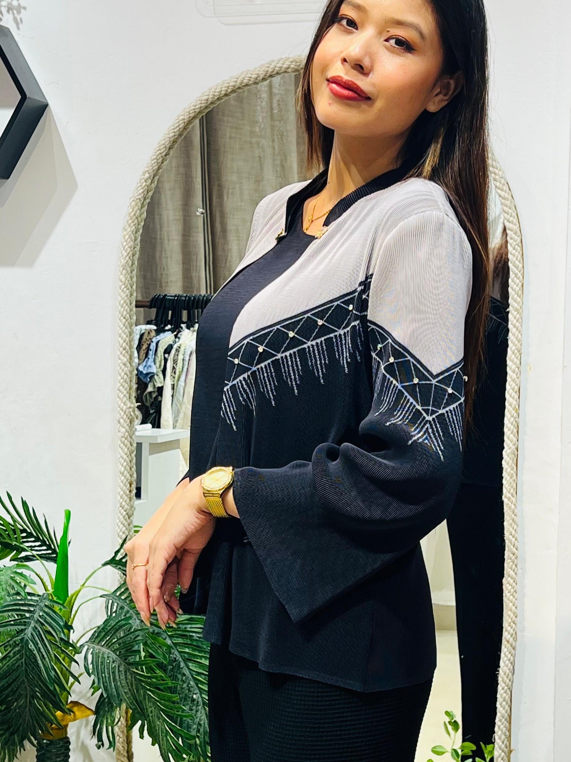 Elara Pleated Overlay Top