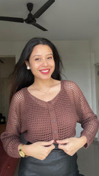 AURA Crochet Buttoned Cardigan