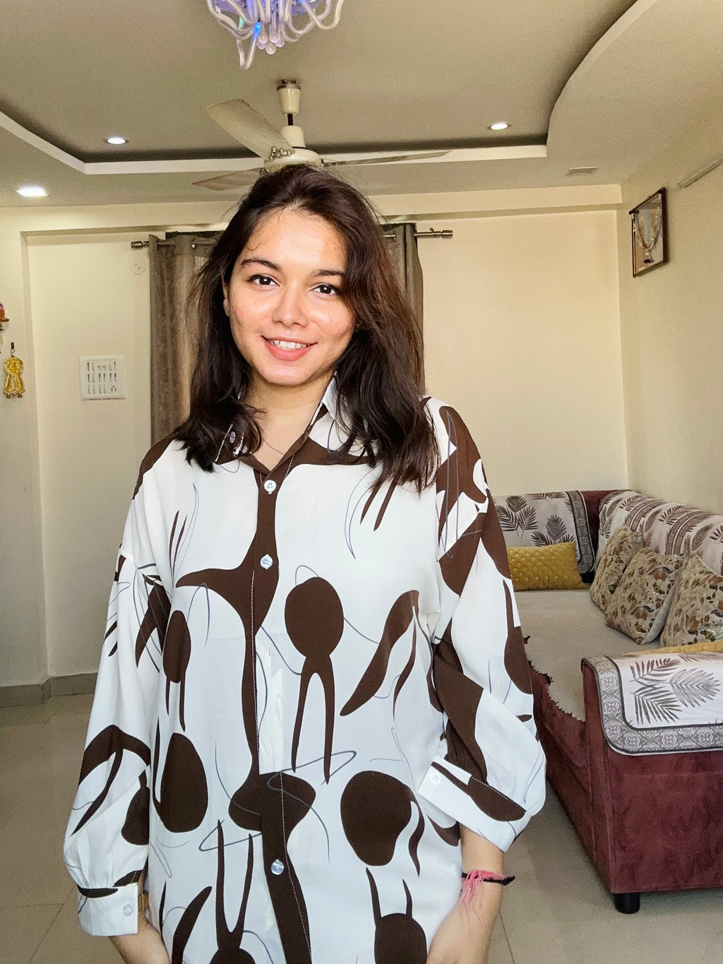 Mocha Abstract Oversized Shirt