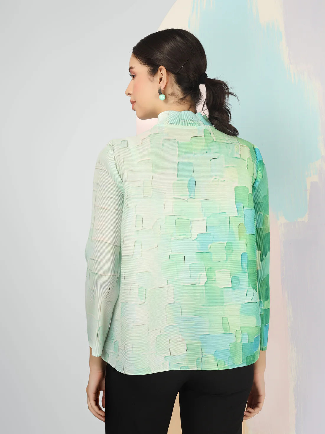 Celia Printed Shirt- Green