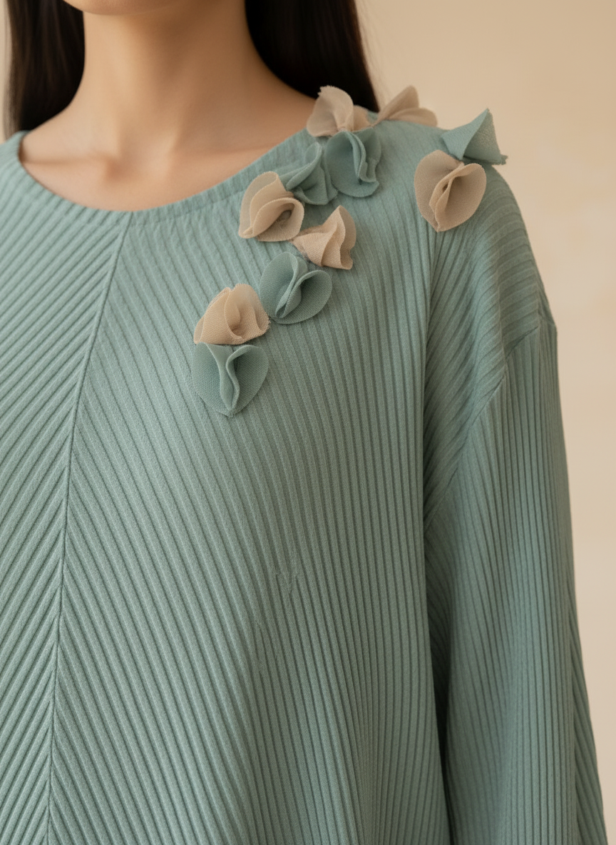 Azure Petal Pleated Co-ord Set