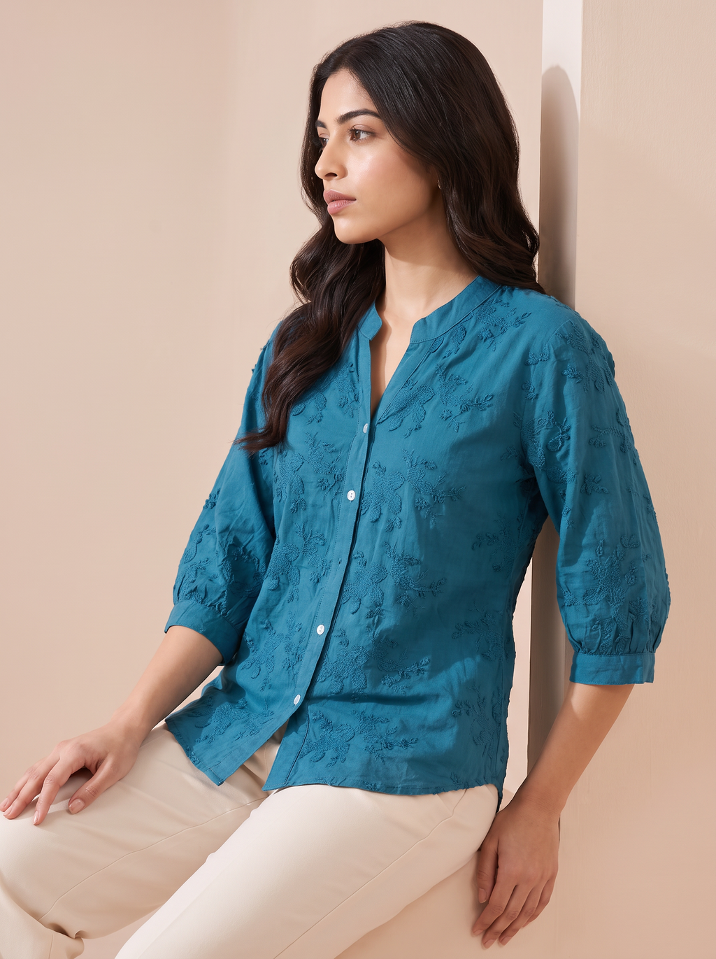 Fuschia Embroidered Shirt