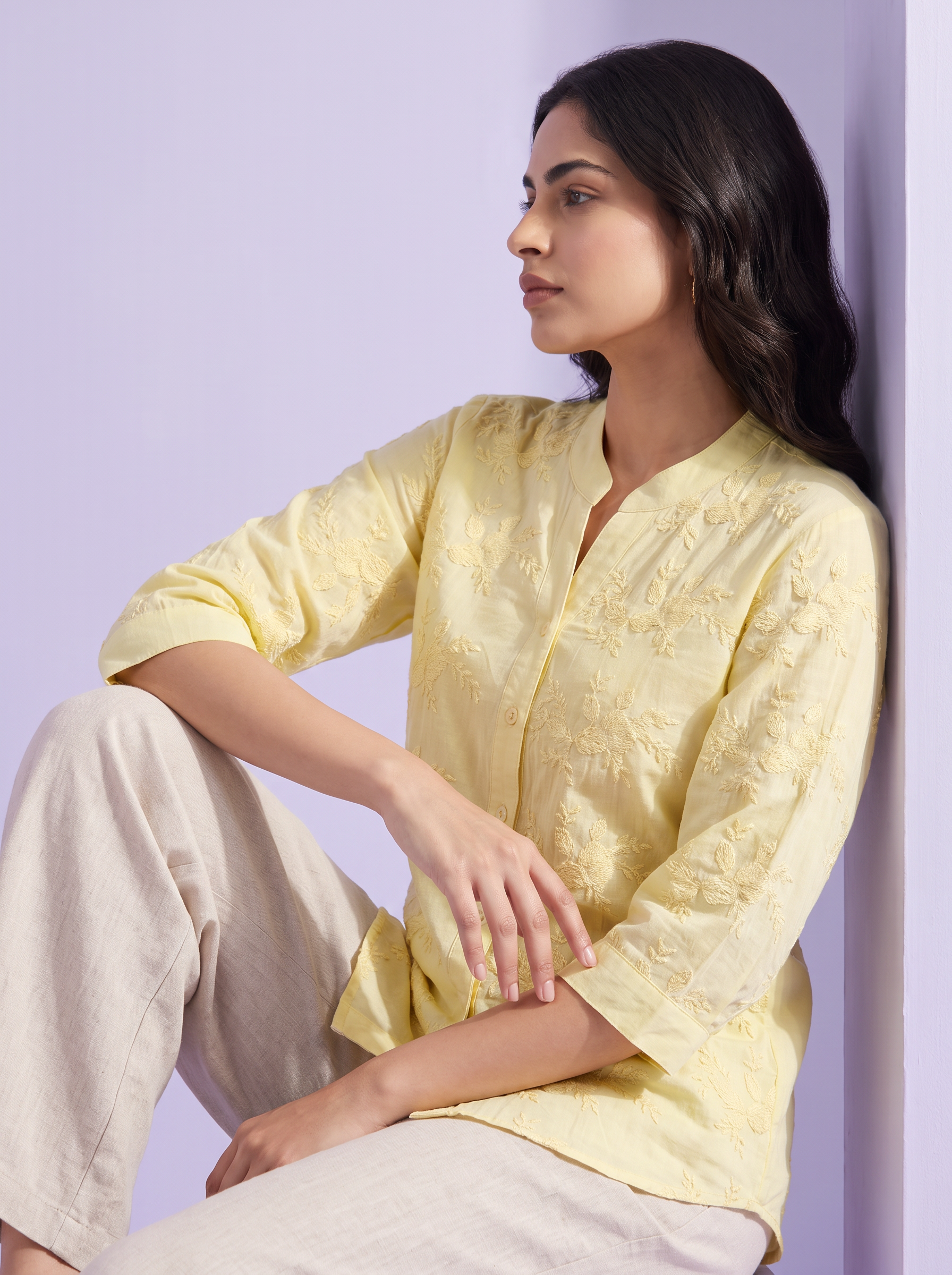 Fuschia Embroidered Shirt