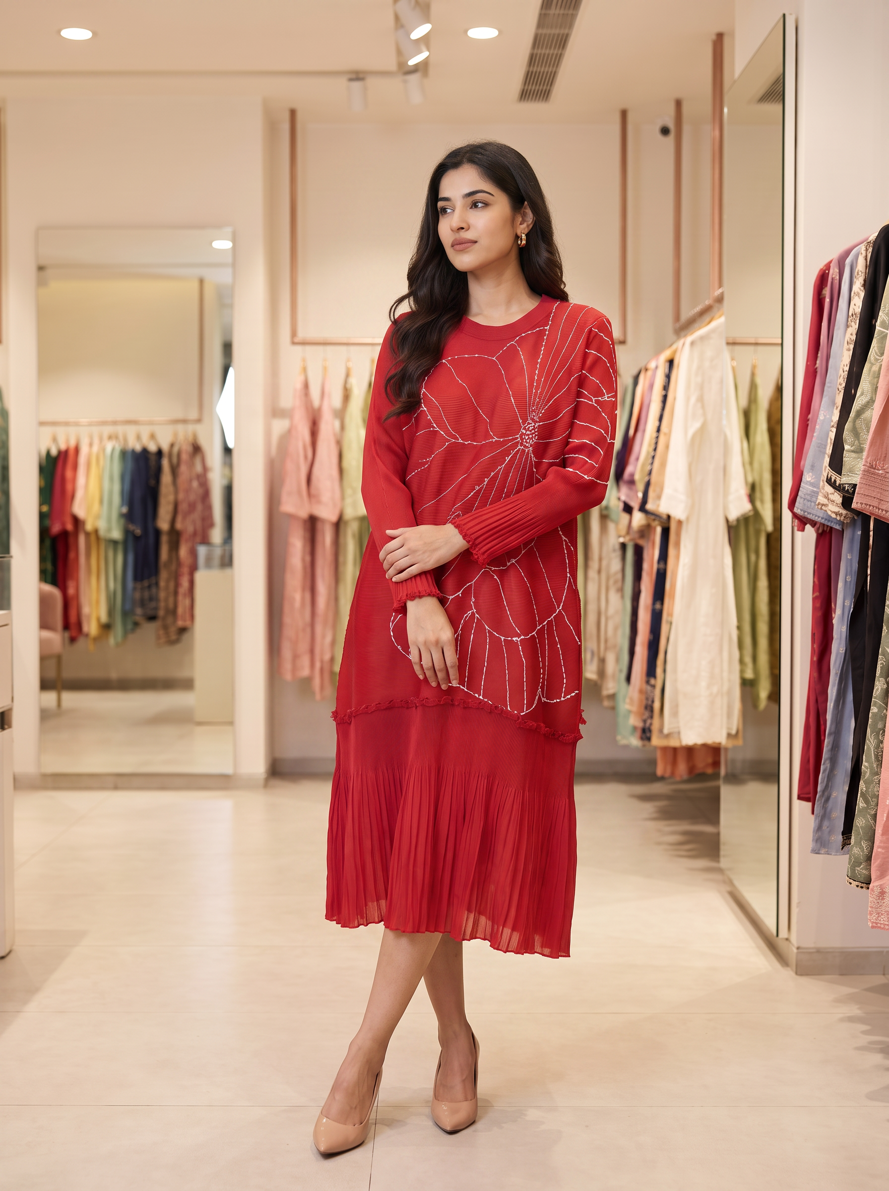 Pearl Pleated Dress