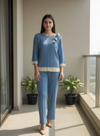 Azure Petal Pleated Co-ord Set